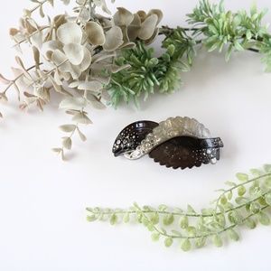 NWOT Acrylic Rhinestone Hair Clip- grey and blk